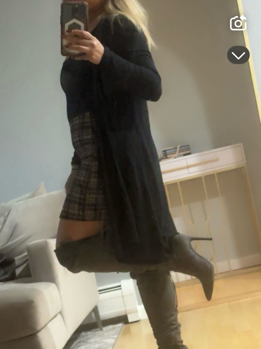 Steve Madden Grey Over-the-Knee Leather Boots